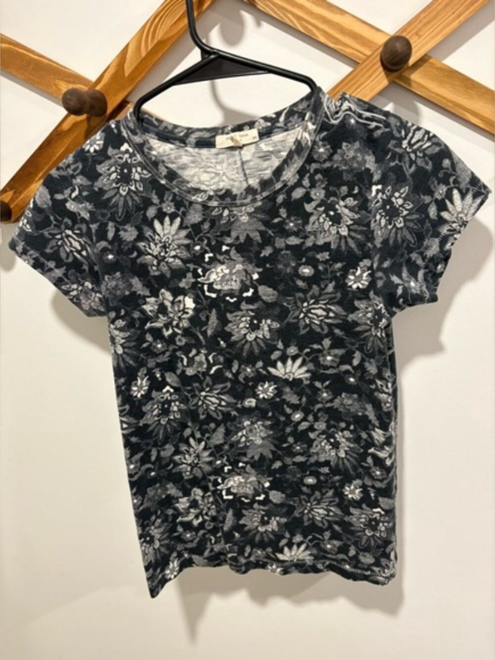 Rag & Bone Wallpaper Printed Crewneck Tee Short Sleeve Black Grey Small - Picture 7 of 7